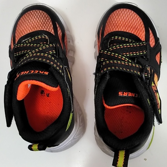 Sketchers Super Z Flex Glow Neon Yellow Orange Light Sneakers Sz 7C - Picture 3 of 7